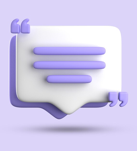 Photo 3d rendering of blank speech bubble for testimonial 3d pastel icon set