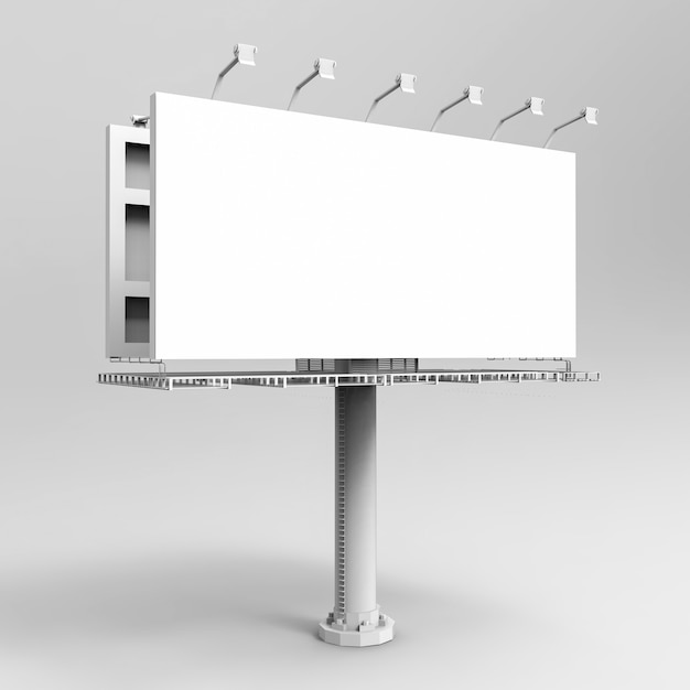 3d rendering blank white billboard