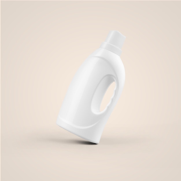 Photo 3d rendering blank white cosmetic plastic bottle with dropper handle isolated on grey background fit for your mockup design