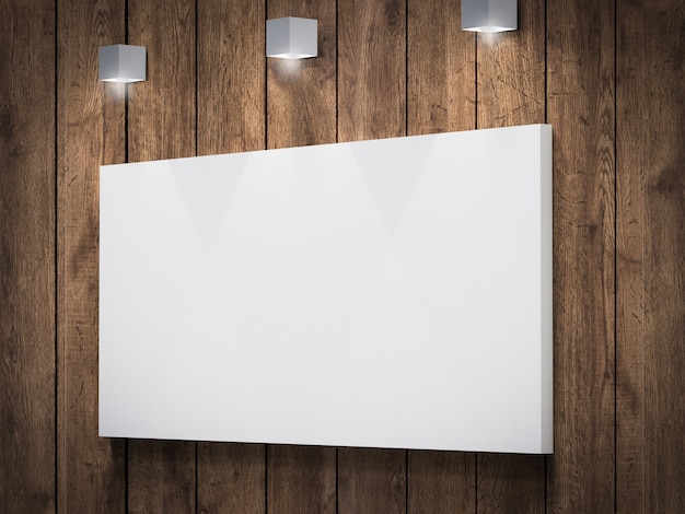 3d rendering blank white frame hanging on wall