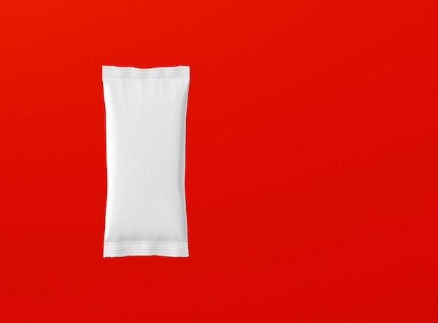 3d rendering blank white snack bars isolated on red background fit for your design project