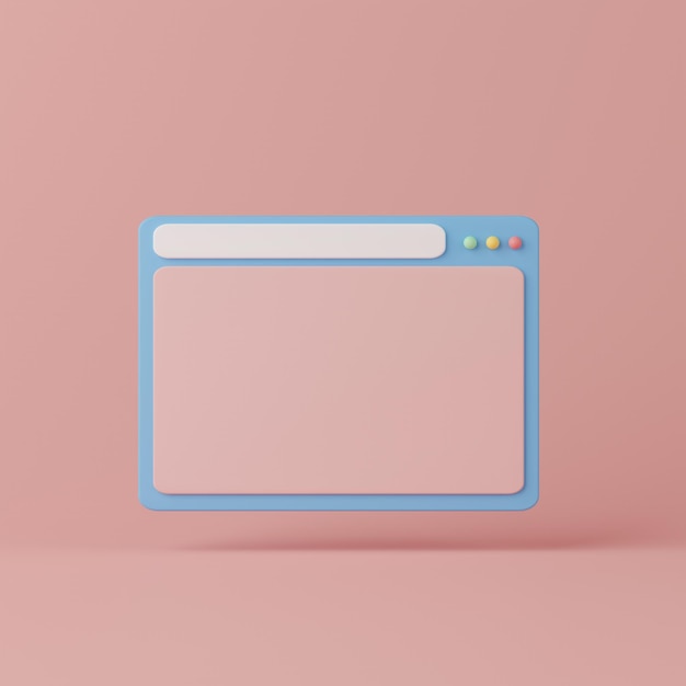 Photo 3d rendering blank windows interface on pink background