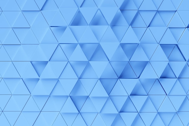 3D-rendering Blauw patroon van driehoeken met verschillende vormen Minimalistisch patroon van eenvoudige vormen vergelijkbaar met de toppen van bergen Heldere creatieve symmetrische textuur