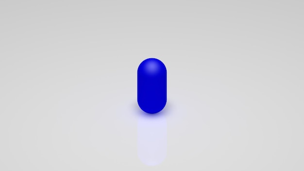 Photo 3d rendering, a blue capsule on a white background