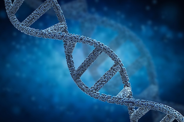 3d rendering blue dna helix or dna structure