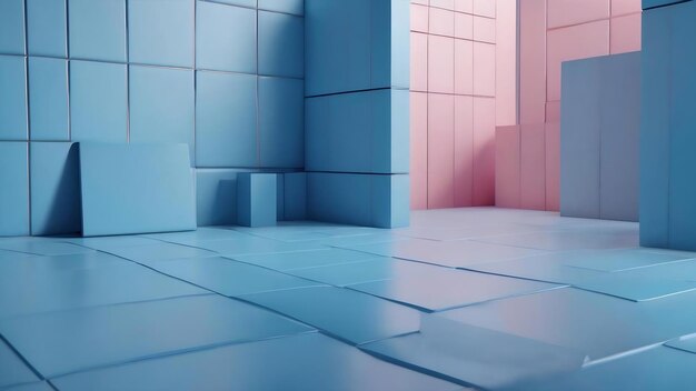 Photo 3d rendering blue geometric background geometric shapes in modern minimal design minimalistic