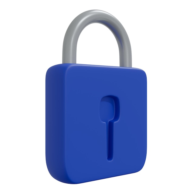 3D rendering blue padlock isolated