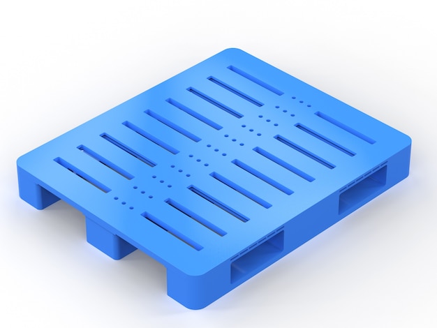 3d rendering blue plastic pallet on white background