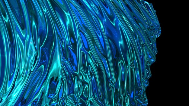 3D rendering of blue shiny fabric The fabric develops smoothly in the wind