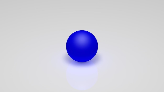 Foto rendering 3d, una sfera blu su sfondo bianco