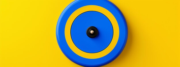 Photo 3d rendering of a blue target on a yellow background