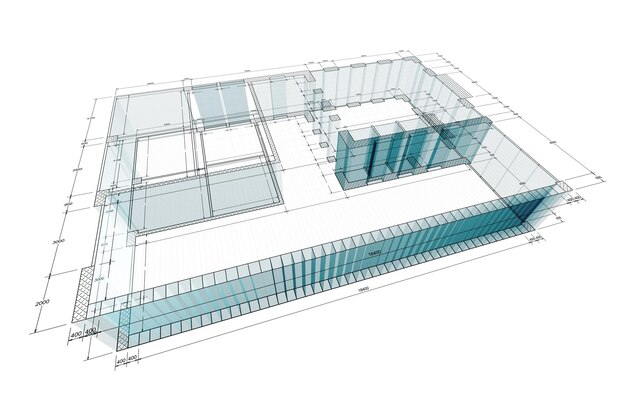 3d 렌더링 청사진 건축 디자인 및 모델 내 자신