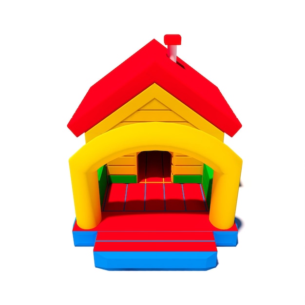 Photo 3d rendering bouncy castle balloon for playground kids isolated with white background