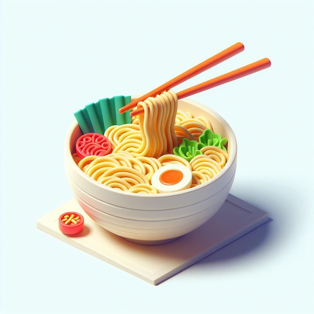 3d rendering of a bowl of ramen on a white background 4