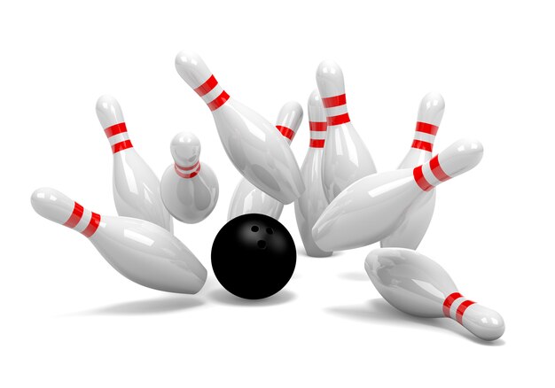 3d rendering of a bowling set