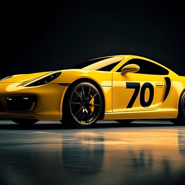 3D rendering of a brandless generic concept car in studio environment