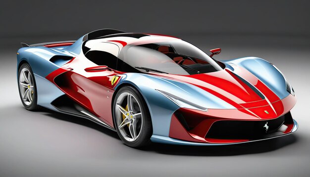 3D rendering of a brandless generic red modern Ferrari sports car