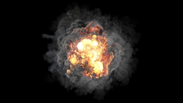 3d rendering of bright colorful explosions shock waves and smoke clubs