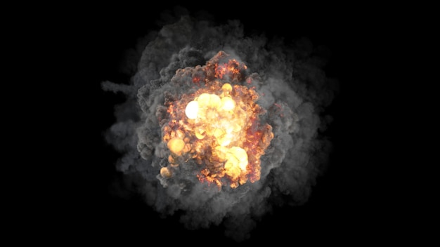 Photo 3d rendering of bright colorful explosions shock waves and smoke clubs