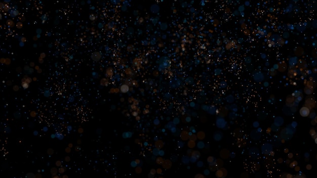 3D rendering of brightly colored particle confetti descends elegantly swirling through the air