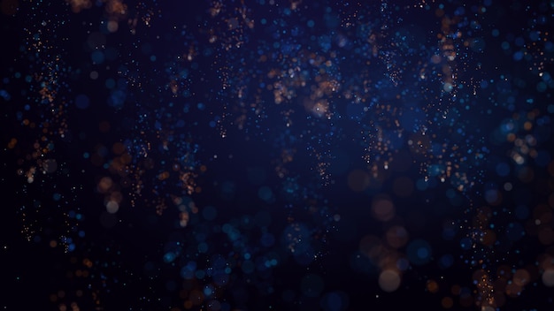 3D rendering of brightly colored particle confetti descends elegantly swirling through the air