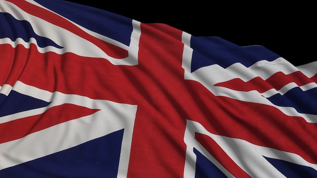 3D rendering of a british flag The flag develops smoothly in the wind