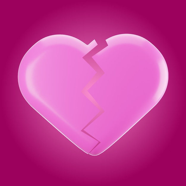 Foto rendering 3d dell'icona del cuore spezzato concetto di icona del giorno di san valentino