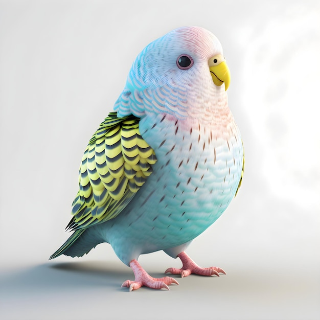 3d rendering of a budgerigar isolated on white background
