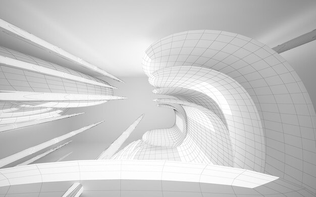 Photo a 3d rendering of a building with a curved ceiling and a white background.