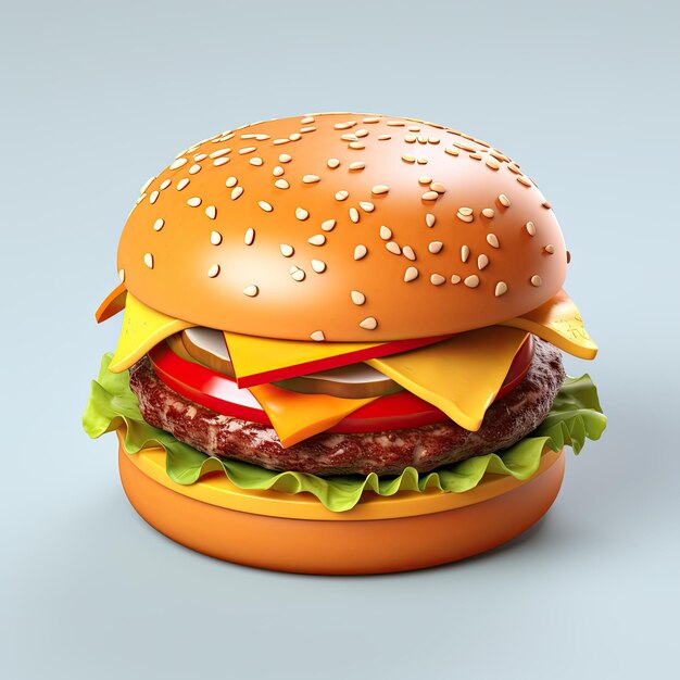 3d rendering burger icon on white background