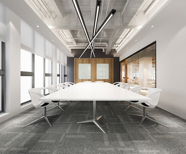 3d rendering business meeting room on high rise office building