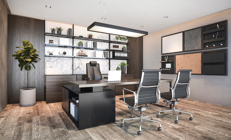 Photo 3d rendering business meeting room on high rise office building