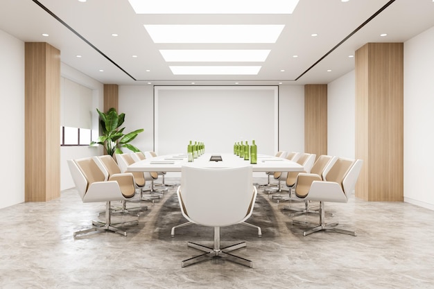 3d rendering business meeting and working office room