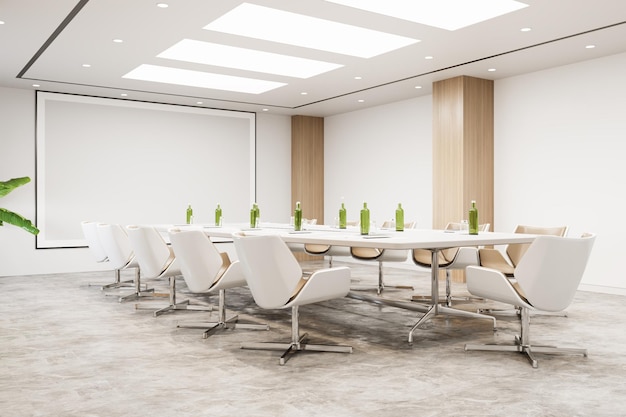 3d rendering business meeting and working office room