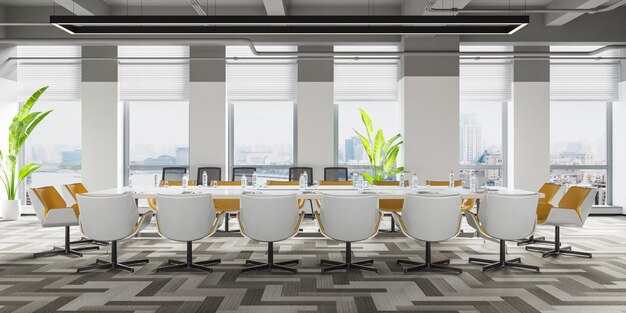 3d rendering business meeting and working office room