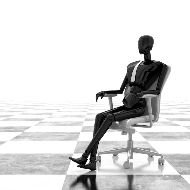 3d rendering businessman sitting on chair