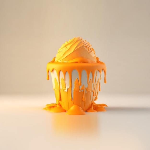 3d rendering of cake cheese melting