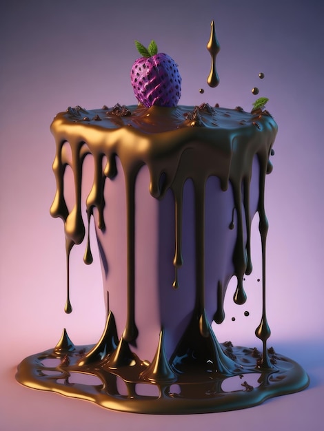 3d rendering of cake melting ai generated