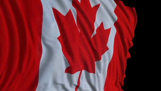 3D rendering of a canadian flag The flag develops smoothly in the wind