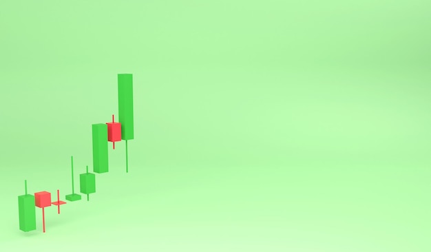 3D rendering candle stick in going up bull trend profit of trading trading strategy of forex stock market cryptocurrency