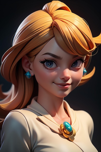 3D レンダリング漫画のキャラクターかわいい女の子ゲーム キャラクター モデルの壁紙背景イラスト