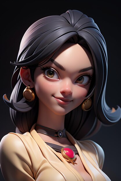 3D рендеринг персонажа из мультфильма красивая девушка модель игрового персонажа обои фоновая иллюстрация