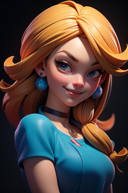 3d rendering cartoon character pretty girl game character model wallpaper background illustration