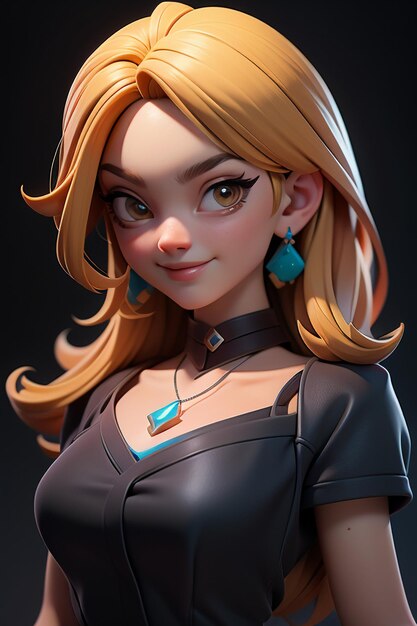 3d rendering cartoon character pretty girl game character model wallpaper background illustration