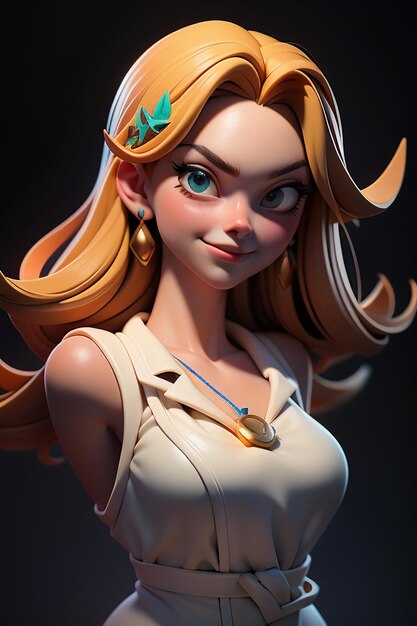 3D rendering cartoon character pretty girl game character model wallpaper background illustration