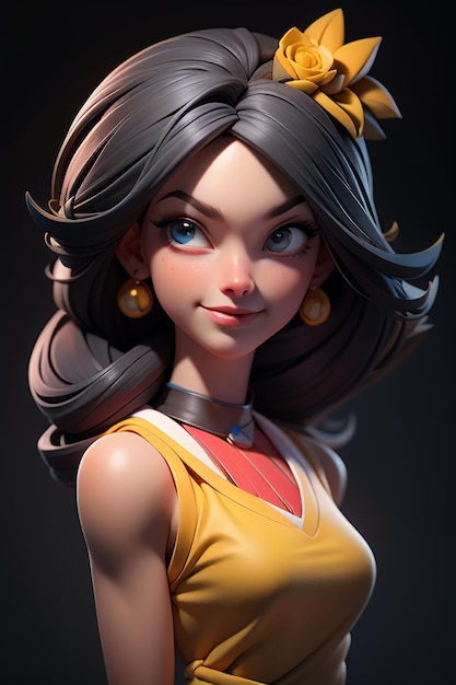 3D rendering cartoon character pretty girl game character model wallpaper background illustration