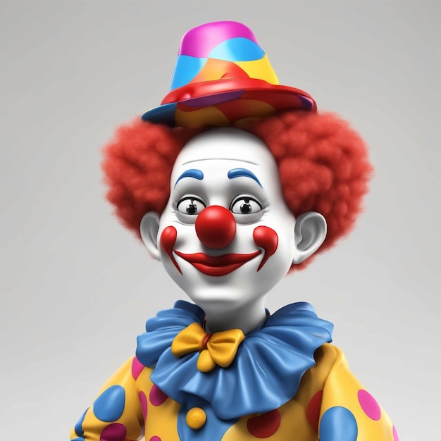 Foto rendering 3d di un personaggio di cartone animato con un costume di clown isolato su sfondo bianco