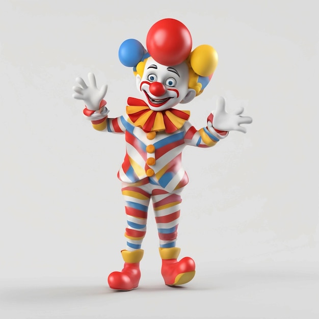 Photo 3d rendering of a cartoon character with a clown costume isolated on white background