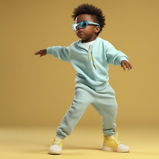 Photo 3d rendering of cartoon dancer boy