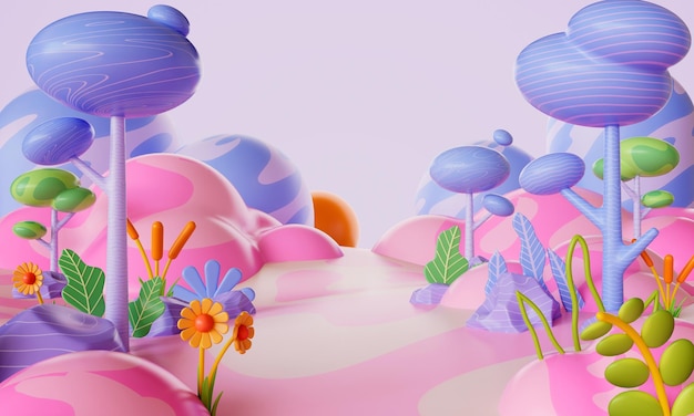 3d rendering of Cartoon Forest